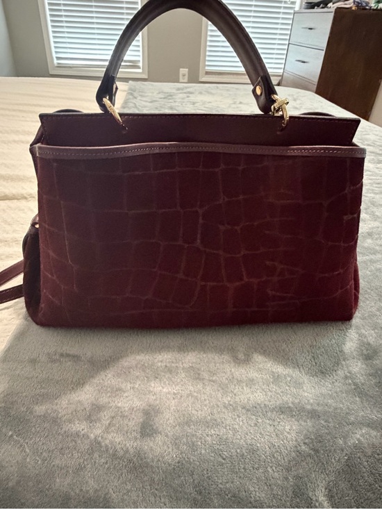 Cheval Firenze Handbags - Cheval Firenze  Croc-Texture Structured Satchel in Deep Burgundy